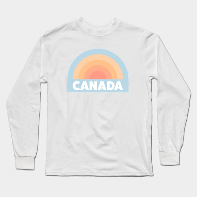 Canada Retro Rainbow Badge Blue Long Sleeve T-Shirt by modeoftravel